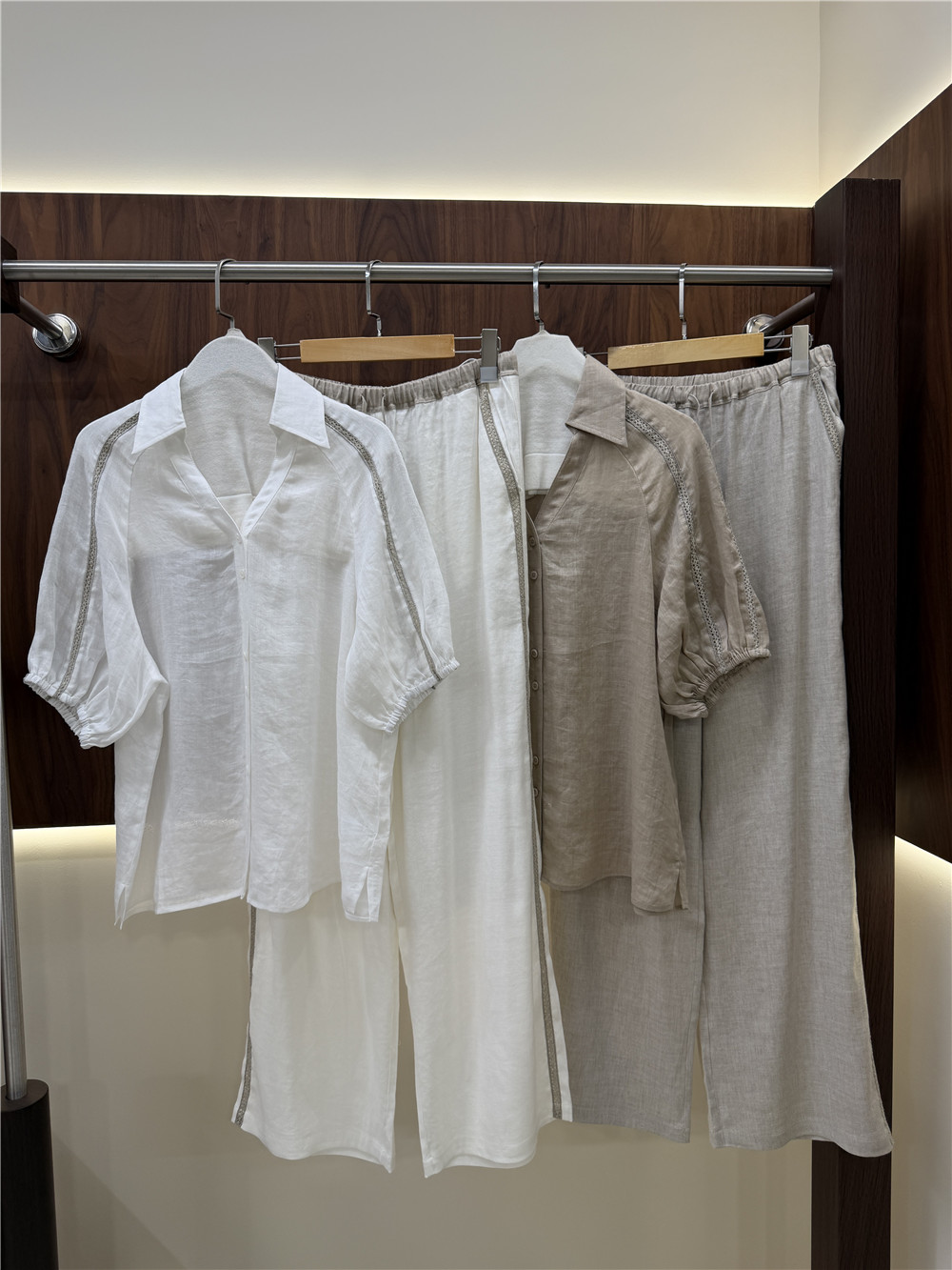 Linen Pant Wide - Ensemble décontracté deux pièces pour femme