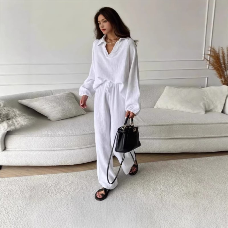 Linen Pant Wide - Ensemble sportif décontracté deux pièces pour