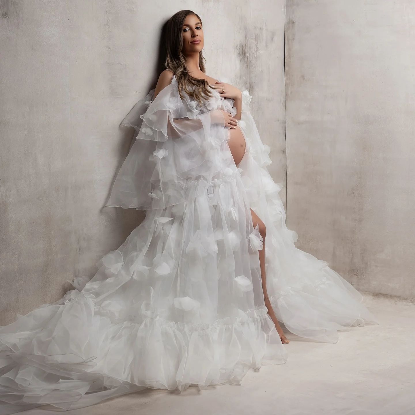 Kimono Sheer Floral - Enveloppement de mariée en Tulle à