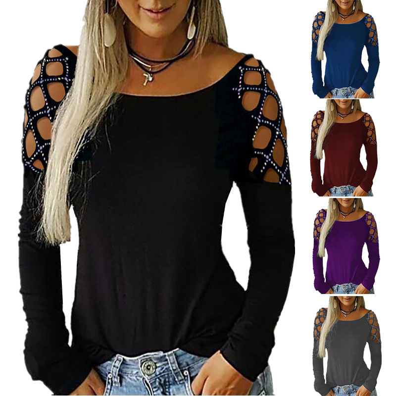Blouse Off Shoulder - T-shirt femme à épaules dénudées, manches