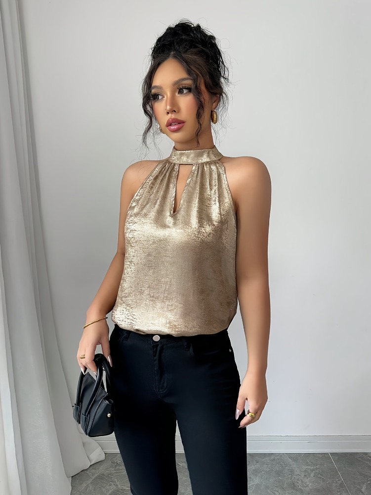 Chemisier Femme Doré Brillant  - Blouse Off Shoulder avis et prix