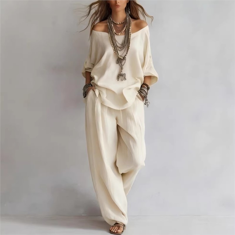 Ensemble décontracté deux pièc - Linen Pant Wide avis et prix