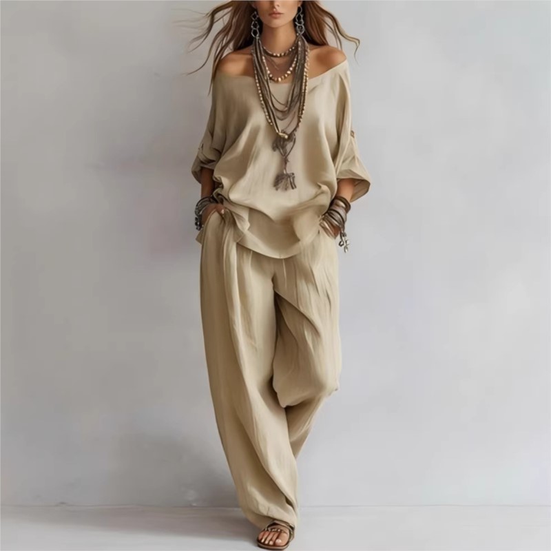 Ensemble décontracté deux pièc - Linen Pant Wide avis et prix
