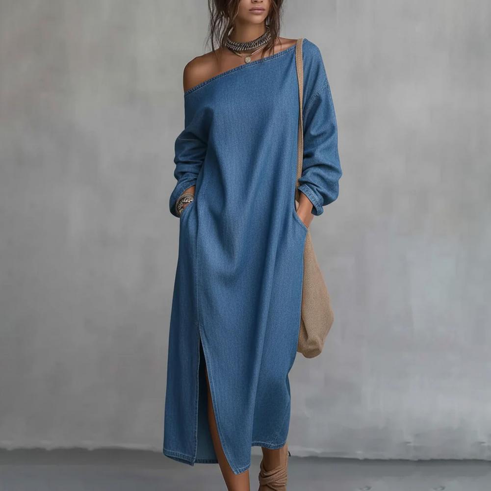 Robe longue asymétrique à manc - Linen Dress Wrap avis et prix