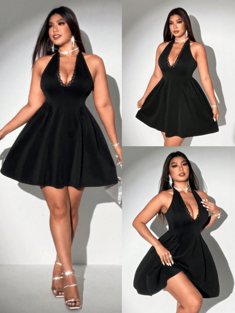 Robe Courte Noire Halter Grand - Maxi Dress Halter avis et prix