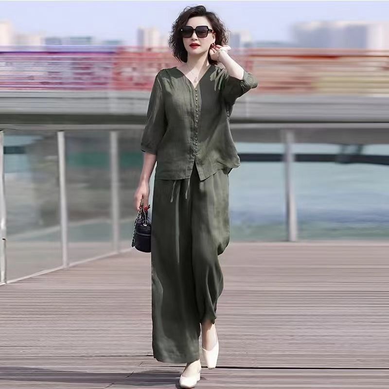Ensemble Deux Pièces en Coton  - Linen Pant Wide avis et prix