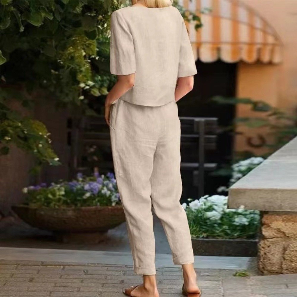 Ensemble deux pièces d'été con - Linen Pant Wide avis et prix